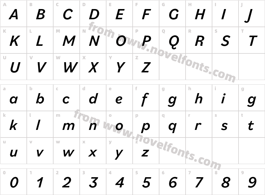 Bilo Medium ItalicCharacter Map