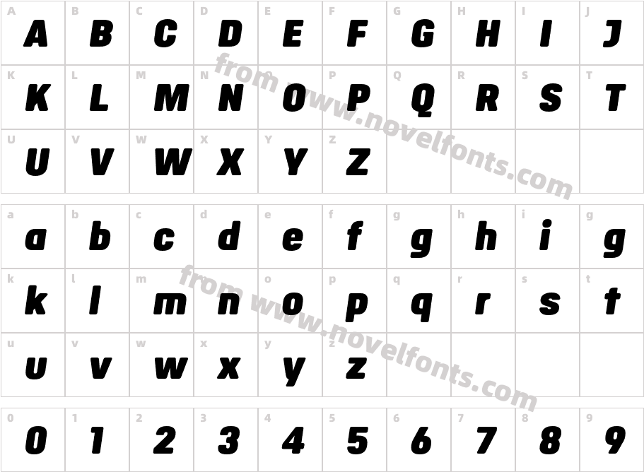 Binario Soft Bold ObliqueCharacter Map