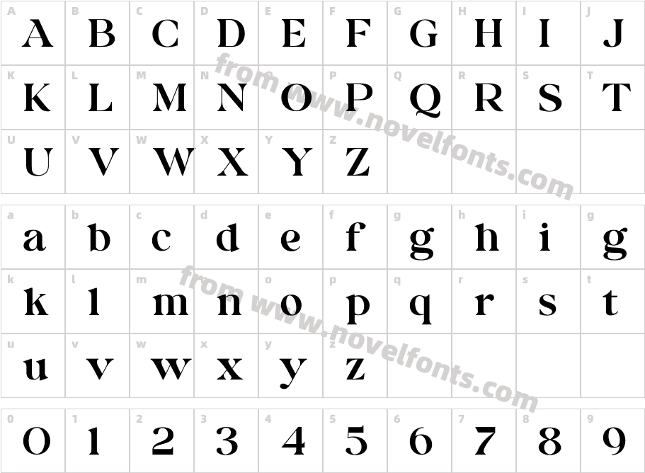 Binter Display FontCharacter Map
