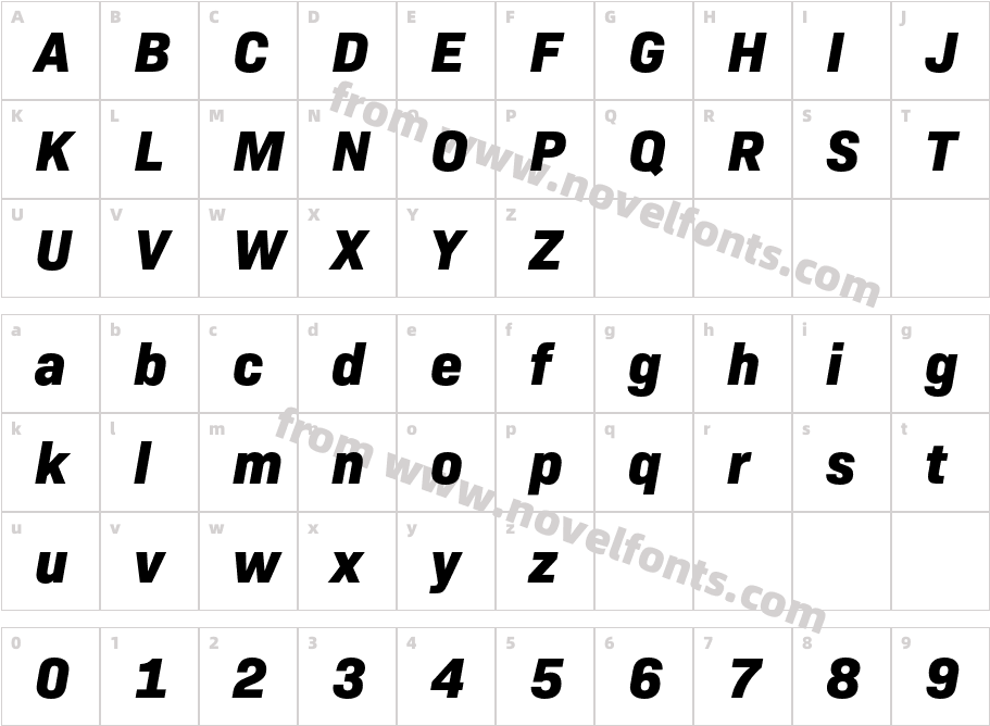 Bio Sans Extra Bold ItalicCharacter Map