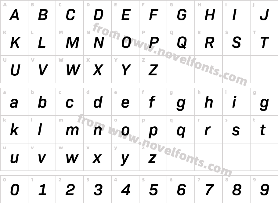 Bio Sans Semibold ItalicCharacter Map