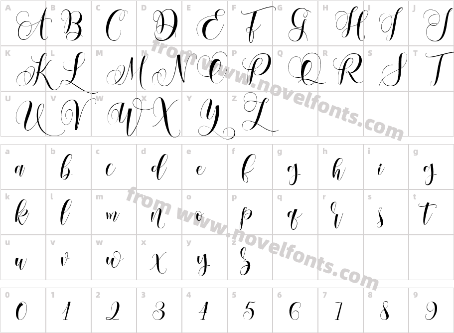 Amoselia RegularCharacter Map