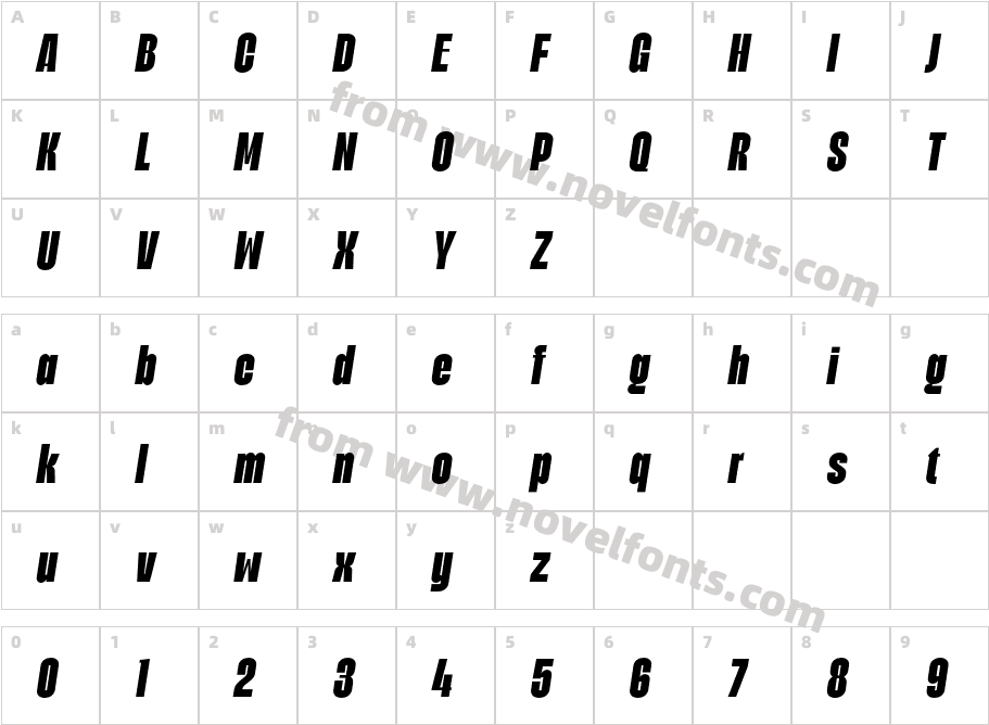 Biogem Black ItalicCharacter Map