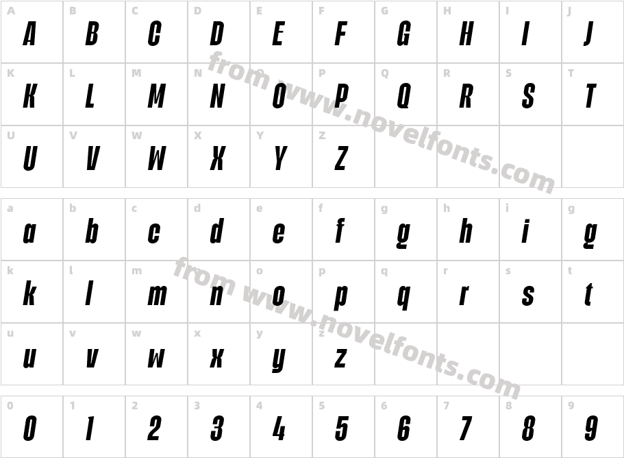 Biogem Bold ItalicCharacter Map