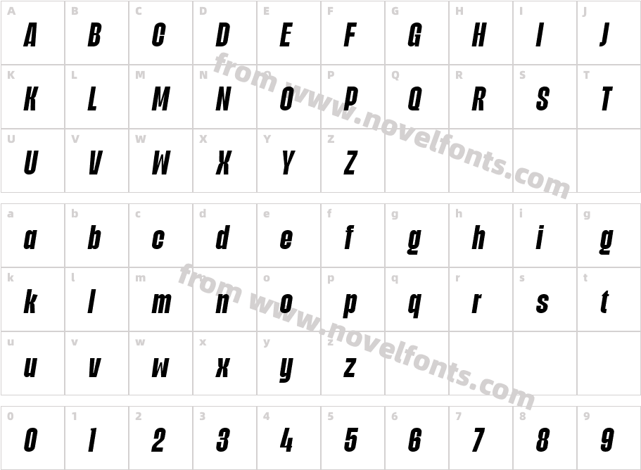 Biogem Bold ItalicCharacter Map