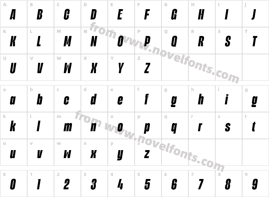 Biogem Extra Bold ItalicCharacter Map