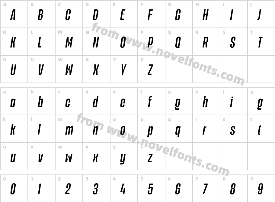 Biogem Regular ItalicCharacter Map