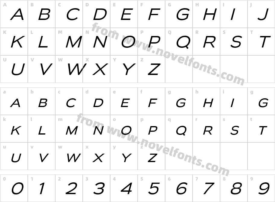 Biondi Sans Bk ItalicCharacter Map