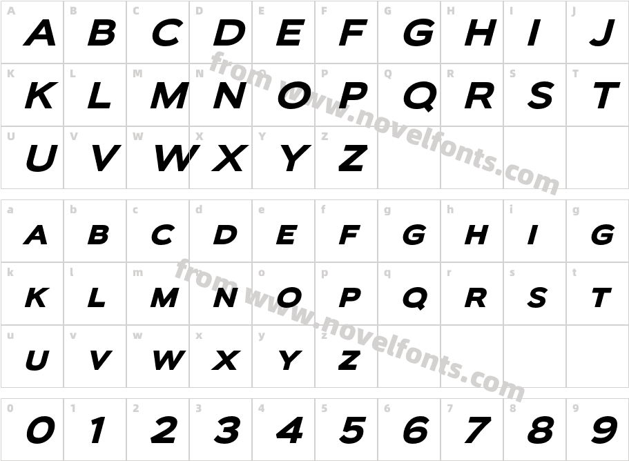 Biondi Sans Rg Bold ItalicCharacter Map