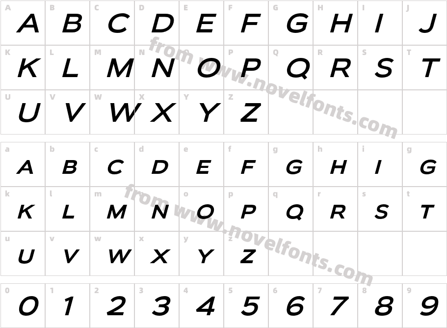 Biondi Sans Rg ItalicCharacter Map