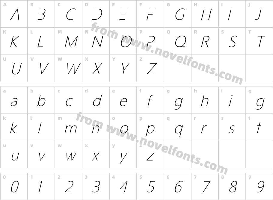 Bisix Light ItalicCharacter Map