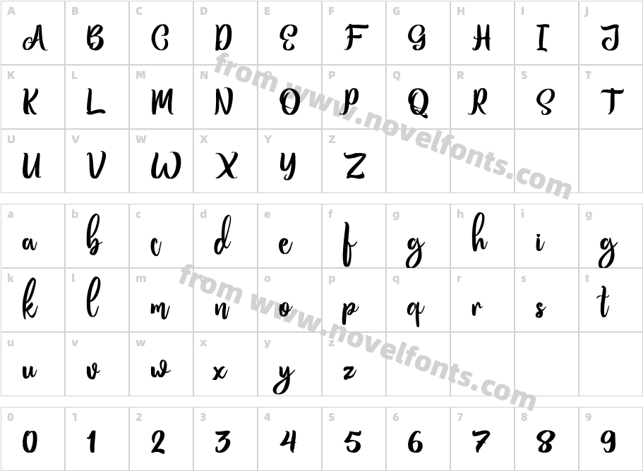 Bitten Amore Personal Use ScriptCharacter Map