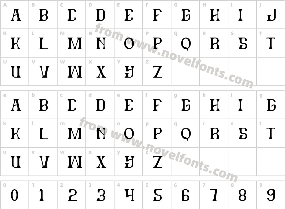 Black Kingsen RegularCharacter Map