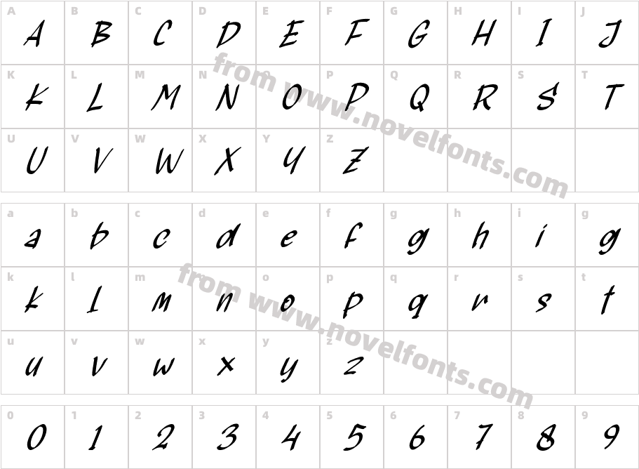 Black Smith Italic Personal U ItalicCharacter Map