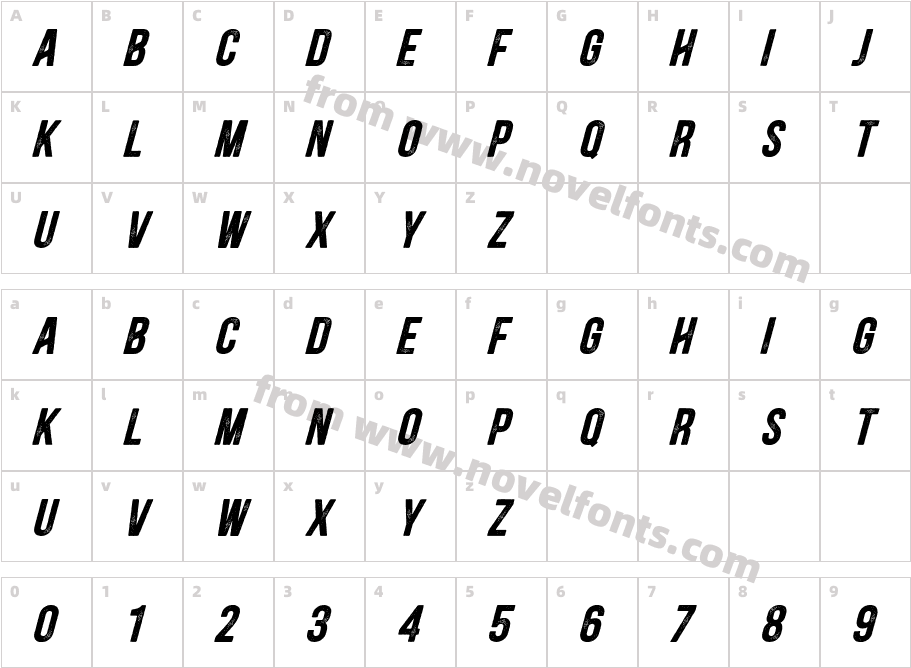 Blackside Rust Bold ItalicCharacter Map