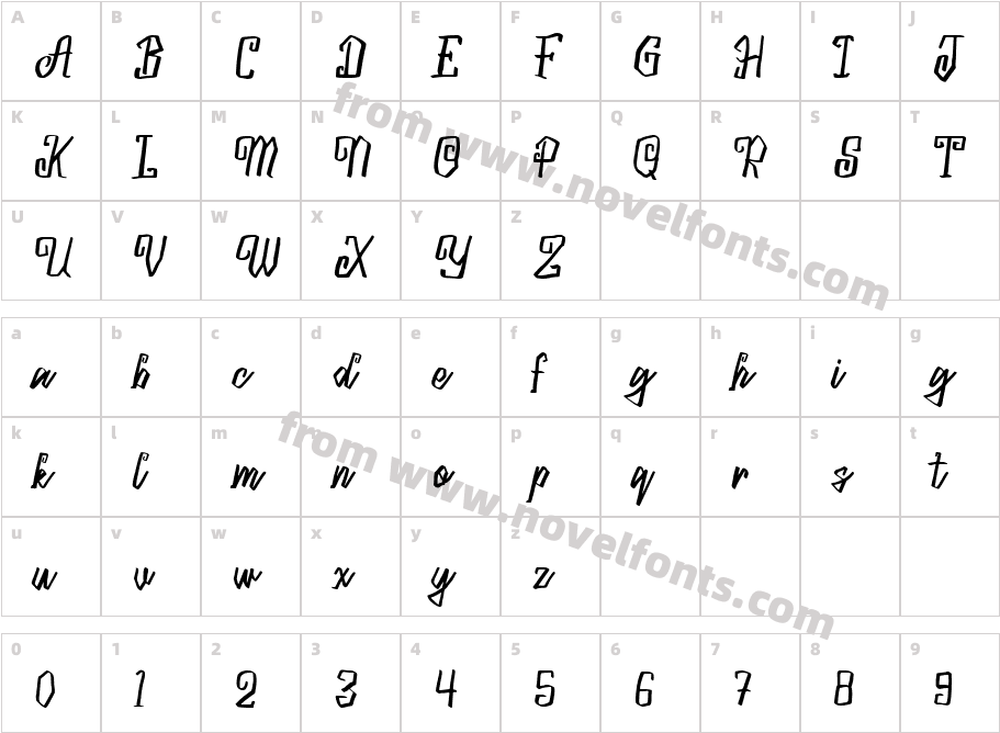 Blacky Sambat RegularCharacter Map