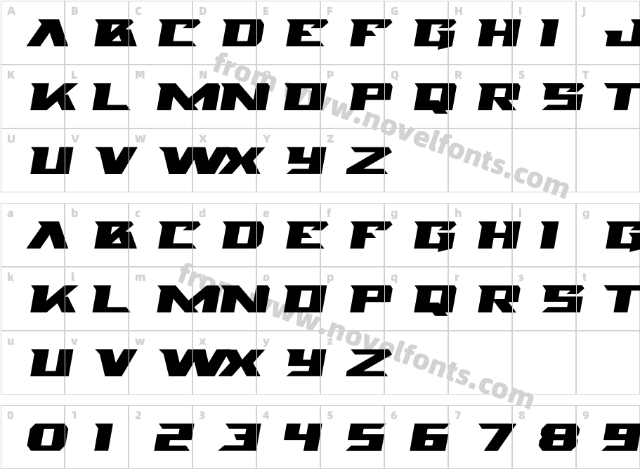 Blade Knight ItalicCharacter Map