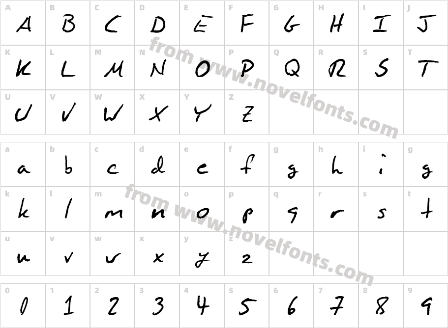 Blakeman Hand RegularCharacter Map