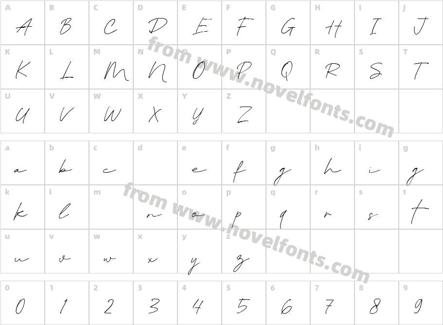 Blante Panama Script RegularCharacter Map