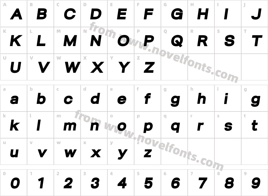 Blauer Nue Heavy_ ItalicCharacter Map
