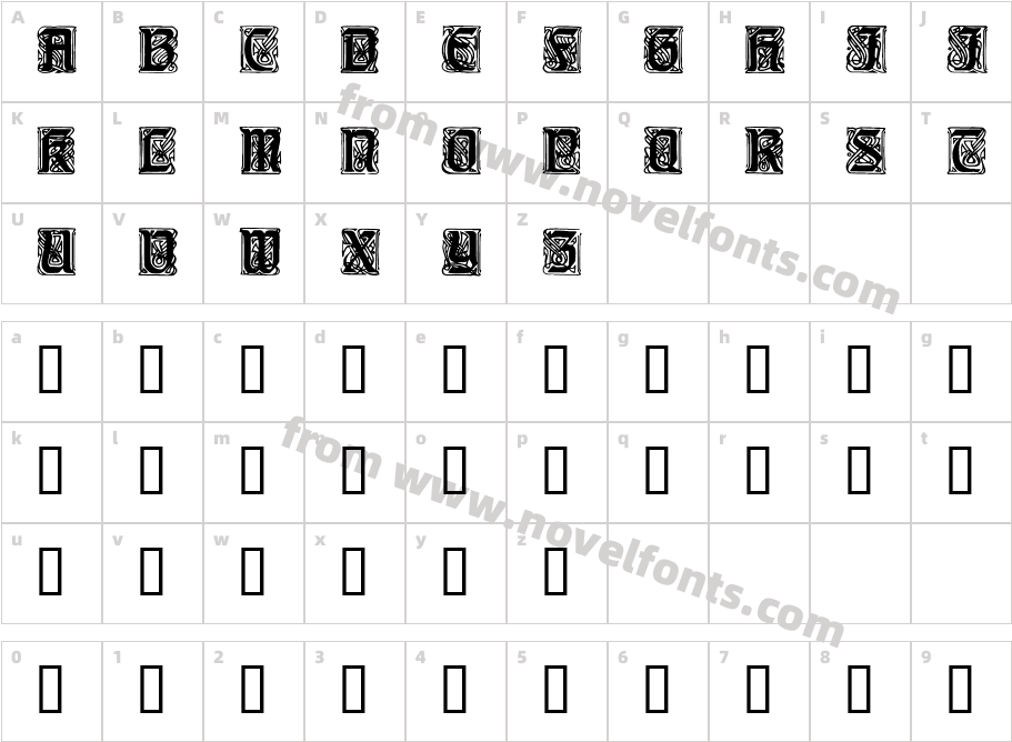 Blocky GothicCharacter Map