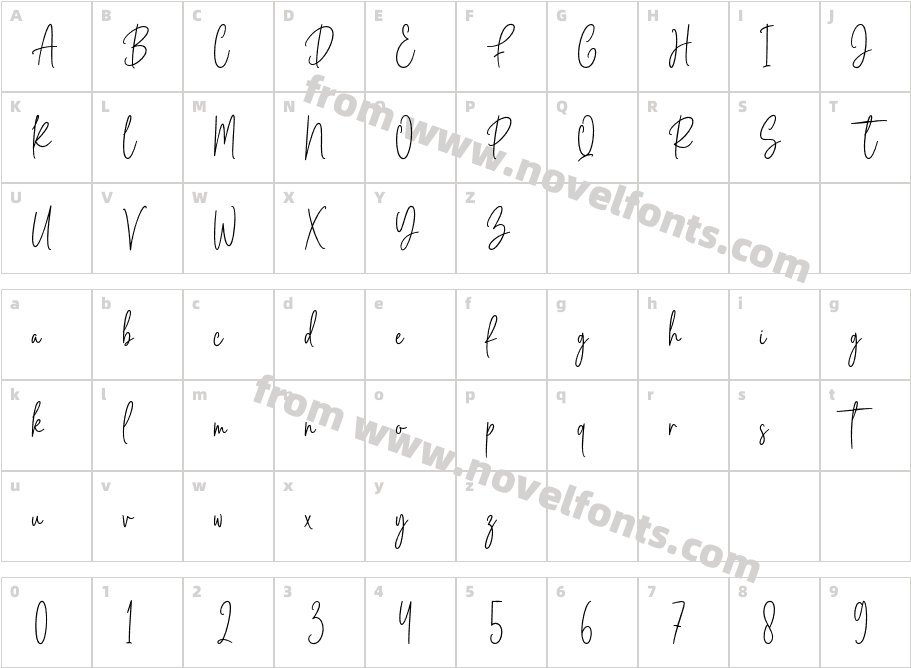 Bloomed Script Font RegularCharacter Map