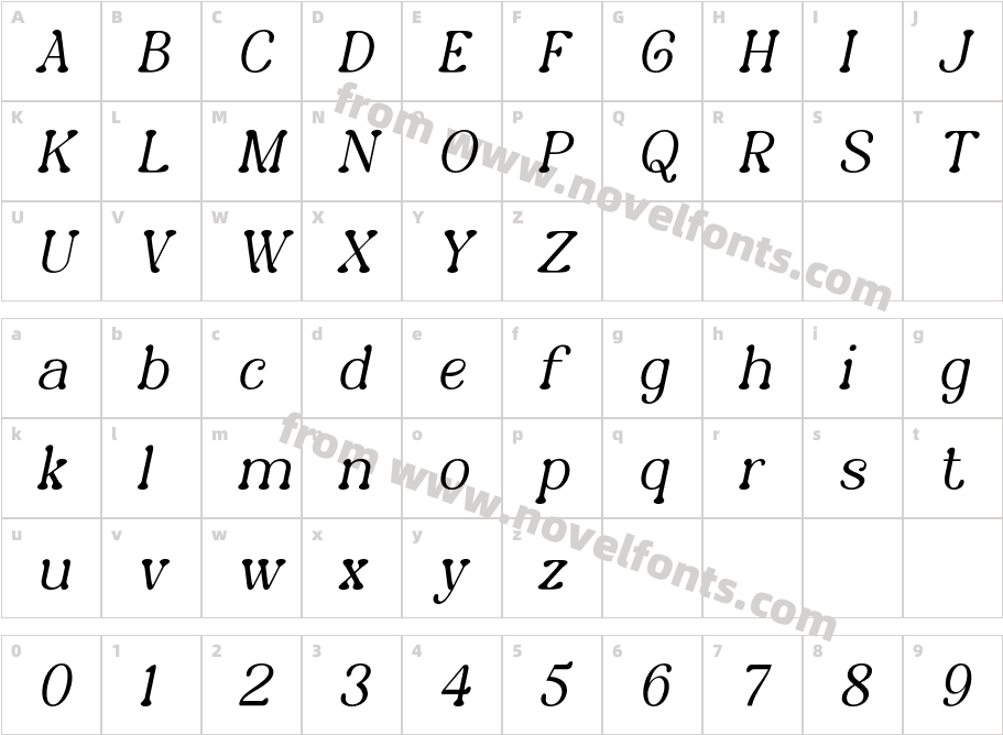 Blossom Wonder ItalicCharacter Map