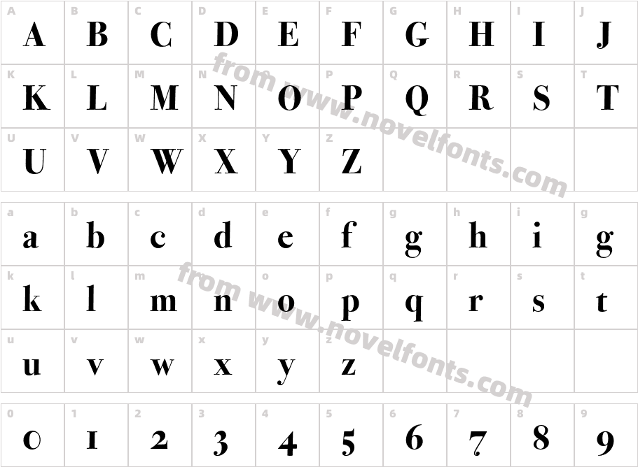 Bodoni Ferrara Origin Extra BoldCharacter Map