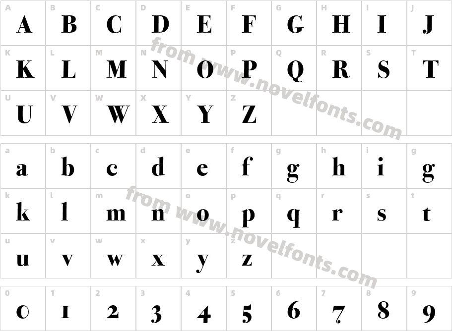 Bodoni Ferrara Origin HeavyCharacter Map