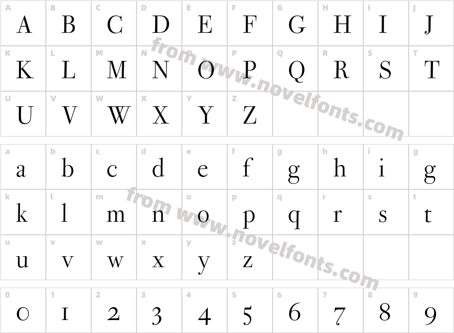 Bodoni Ferrara Origin Quasi LtCharacter Map