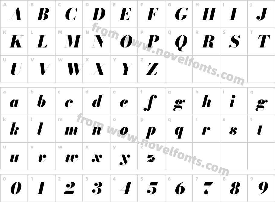 Bodoni Moda 48pt Black ItalicCharacter Map