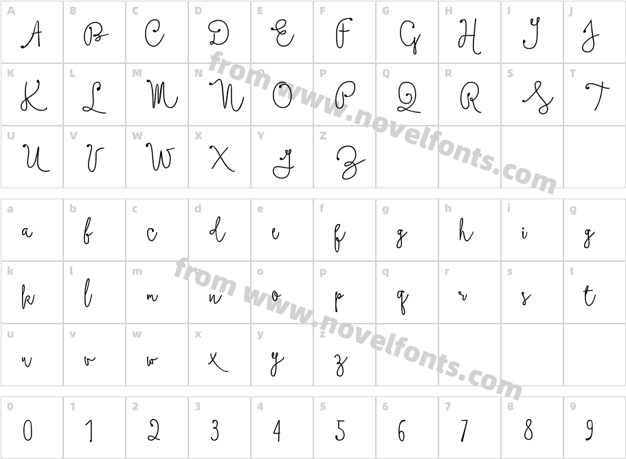 Boho Script Line Drop W05 BoldCharacter Map