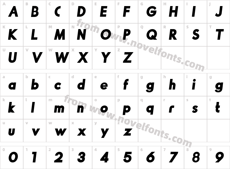 Boilover Black ItalicCharacter Map