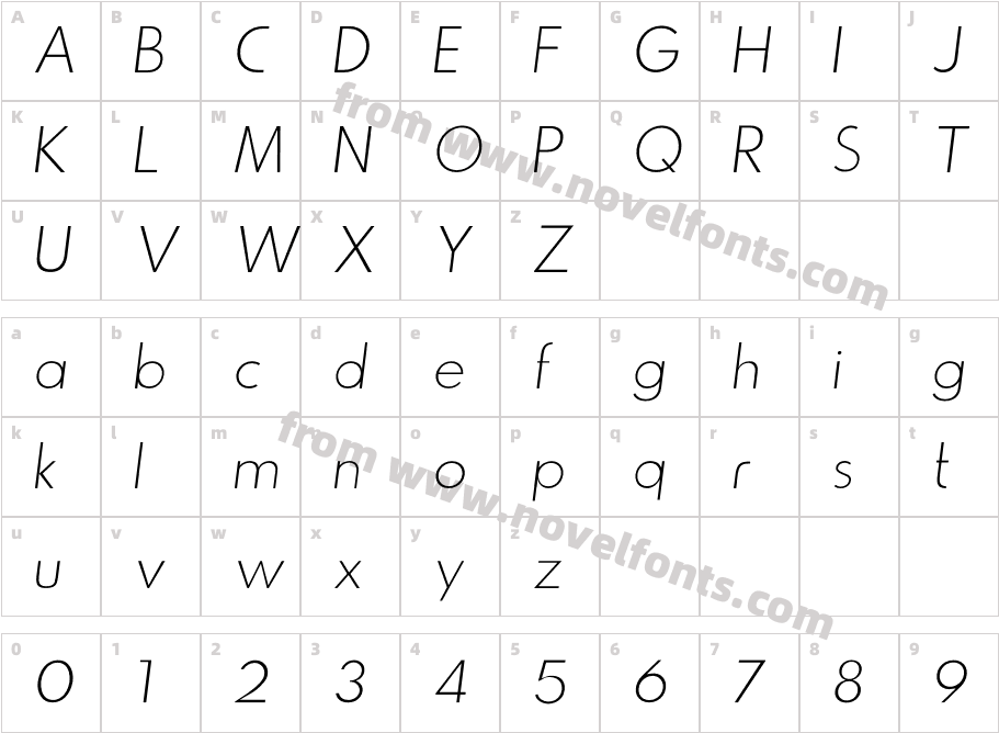 Boilover Thin ItalicCharacter Map