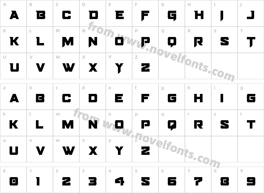 Bomber Escort CondensedCharacter Map