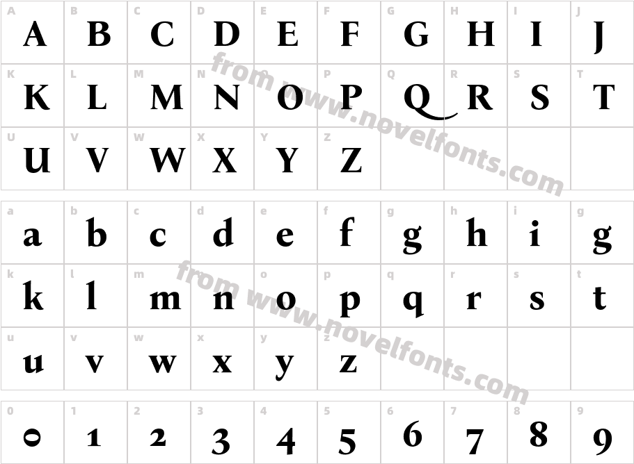 Bona Nova SC BoldCharacter Map