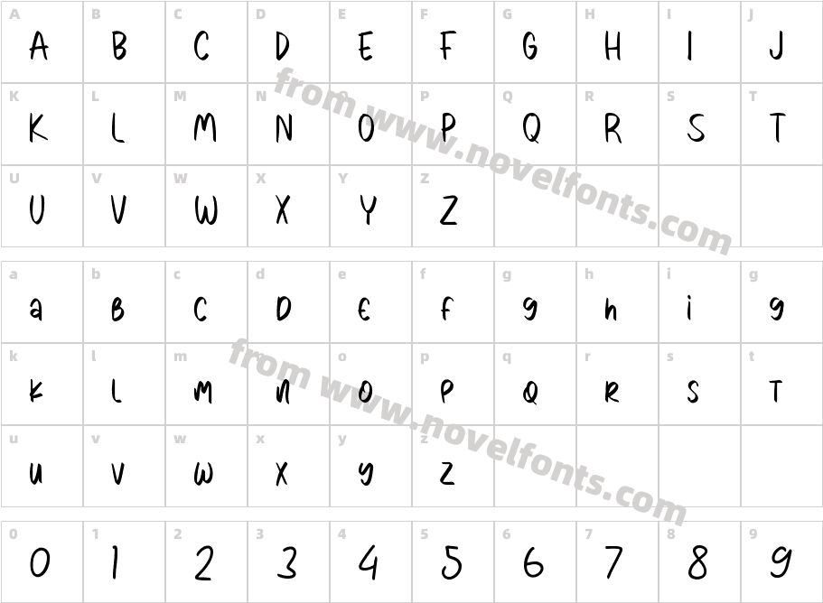 Bonali RegularCharacter Map