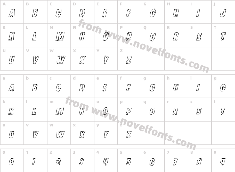 Leatherface Outline ItalicCharacter Map