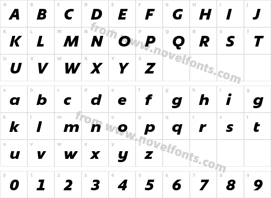 Bonnie Black ItalicCharacter Map