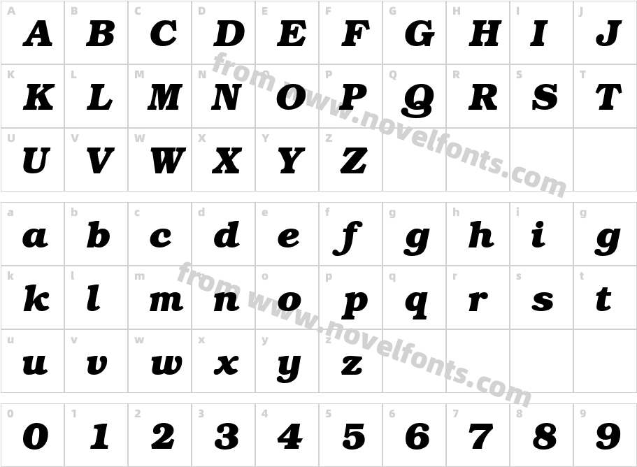 Bookman BlackSSKCharacter Map