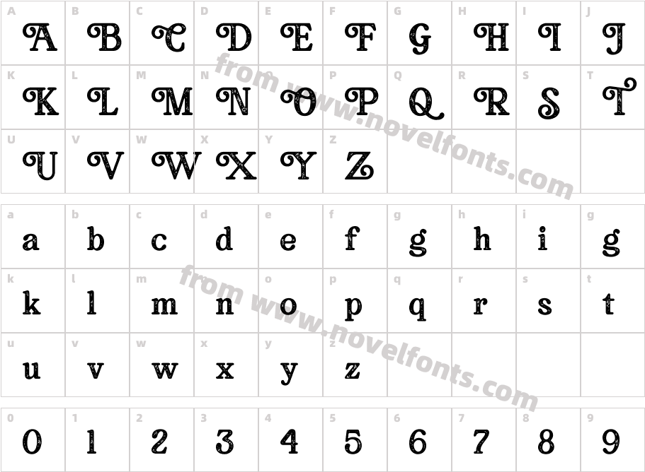 Bookman Press SerifCharacter Map
