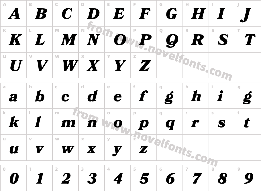 Bookmania Black ItalicCharacter Map