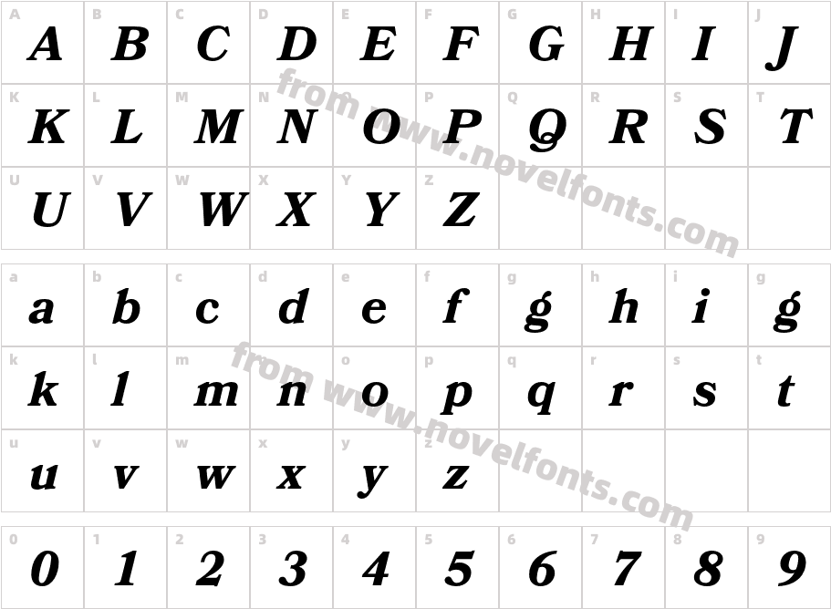 Bookmania Bold ItalicCharacter Map