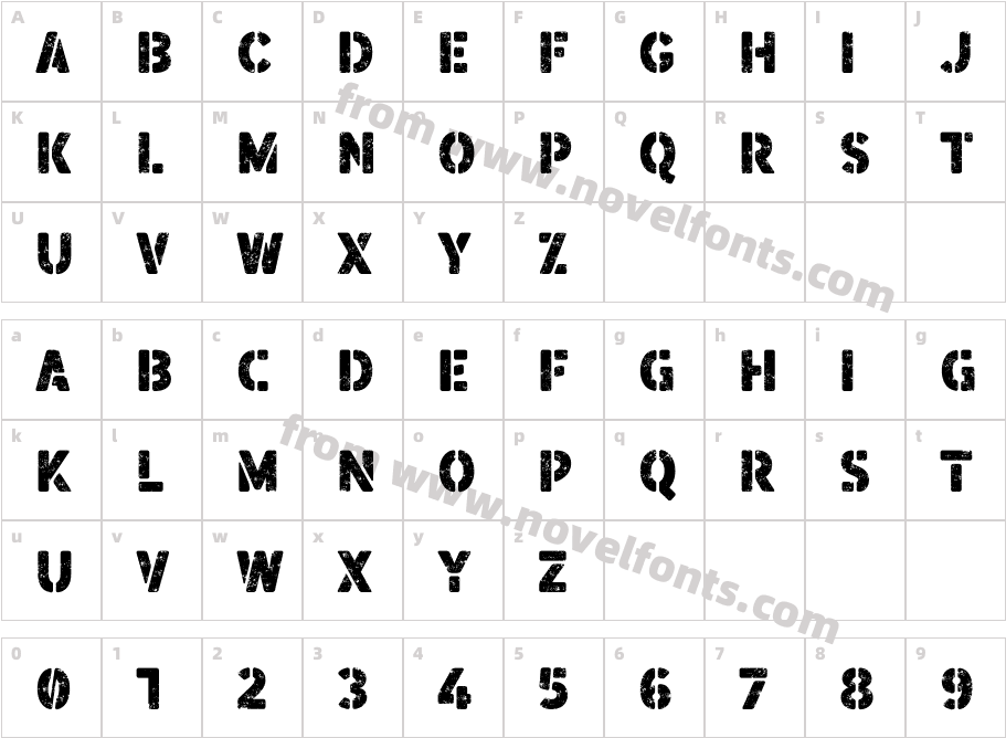 Boomer Town StampCharacter Map