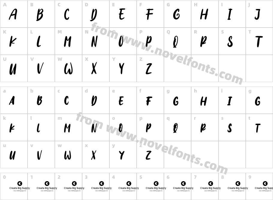 Boorish Brush RegularCharacter Map