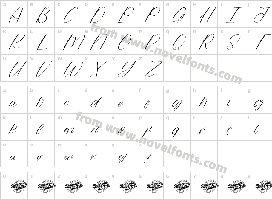 Boquet Khalista DEMO VERSION ItalicCharacter Map