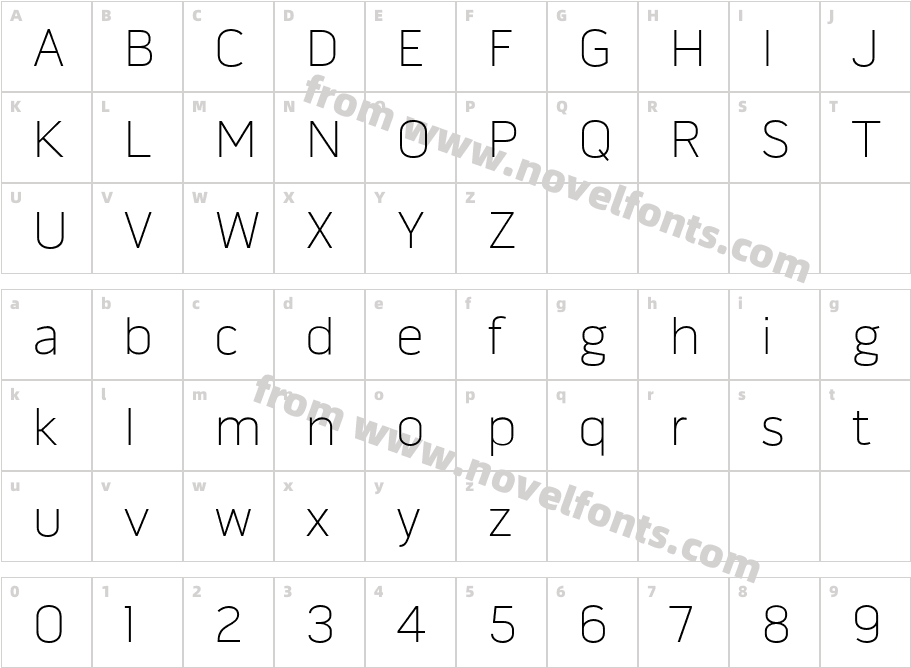 Bose Gothic ThinCharacter Map