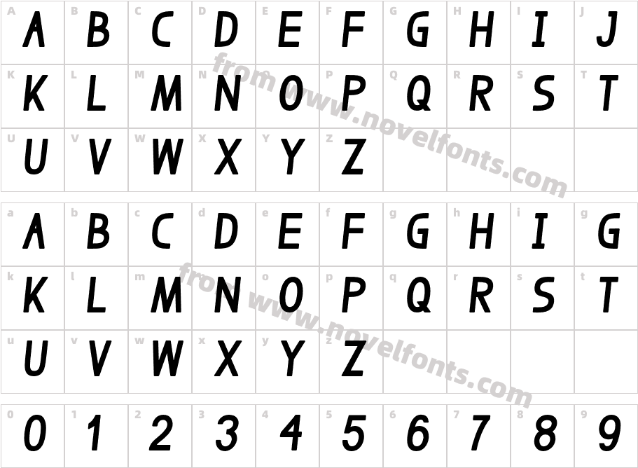 Bosque Slant BlackCharacter Map