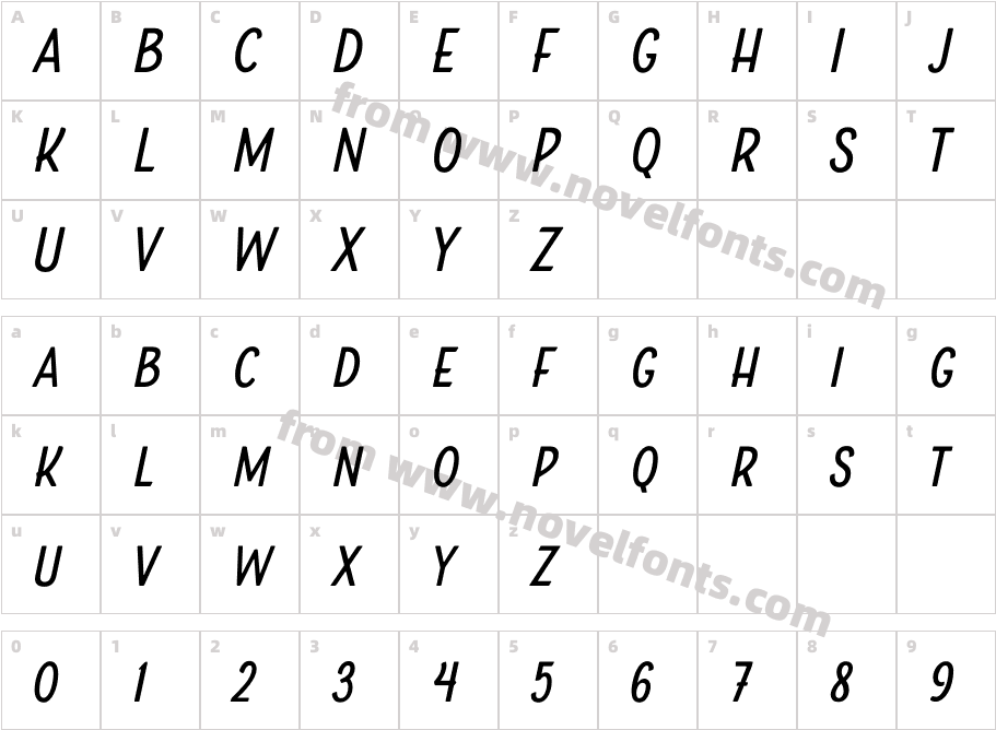 Boucherie Sans ItalicCharacter Map