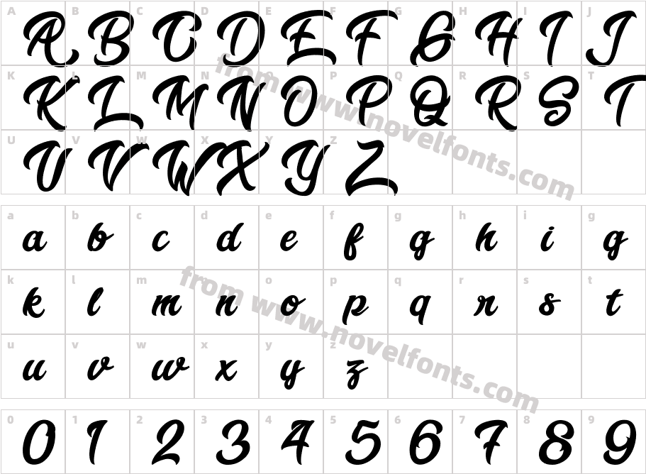 Bouquet Typeface RegularCharacter Map